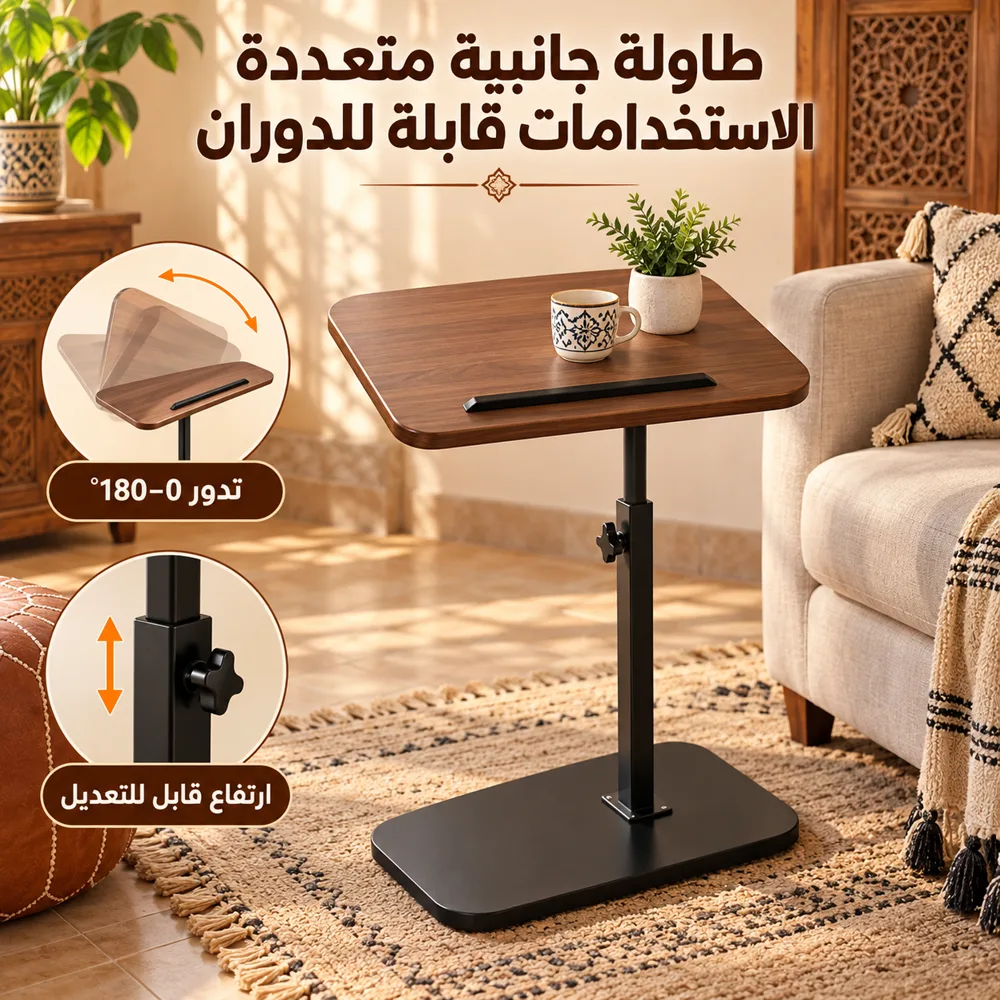 طاولة جانبية متعددة الاستخدامات قابلة للدوران