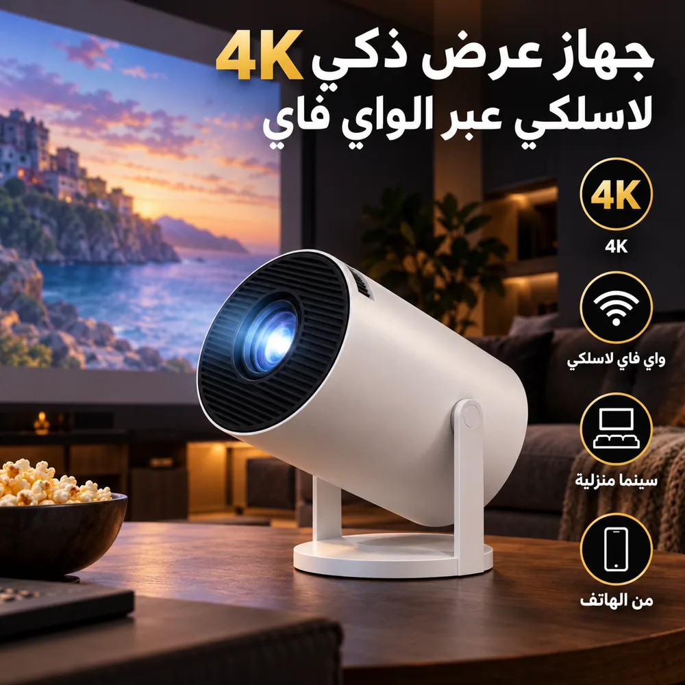 جهاز عرض ذكي 4K لاسلكي عبر الواي فاي